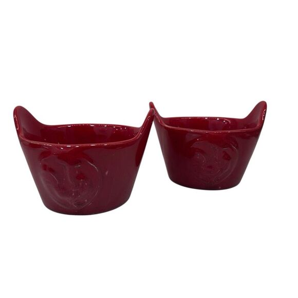 Set Of 2 Vtg Maioliche Jessica Serving Bowl 4"X 4.5" Red Ceramic Made In Italy - Picture 3 of 9